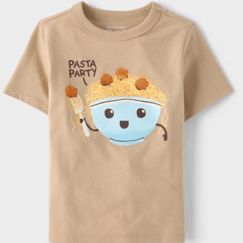 Funny Pasta Party Toddler Boy Tee NWT